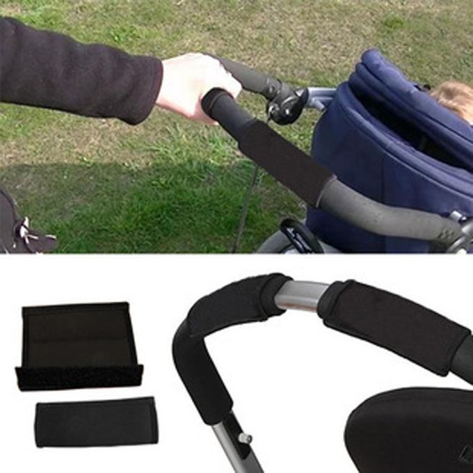 2pc Baby Pram Stroller Front Handle Nylon Fabric Magic Tape Bumper Bar