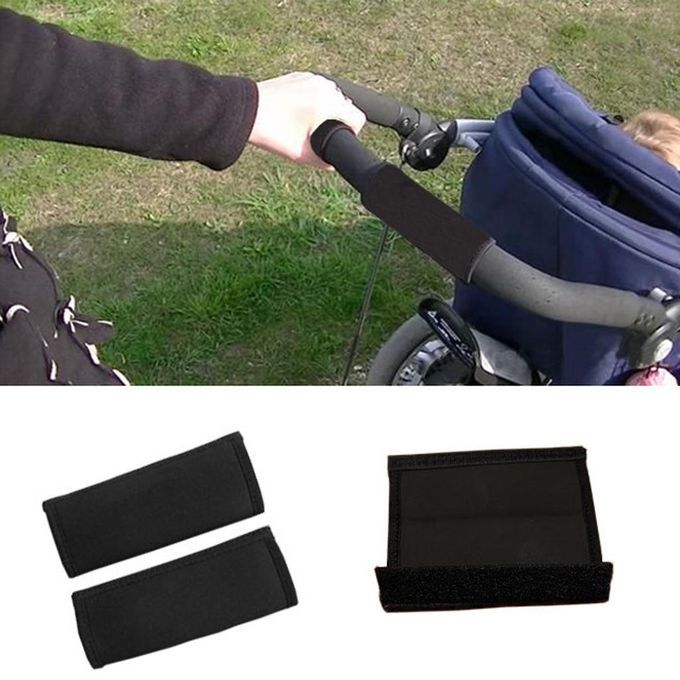 2pc Baby Pram Stroller Front Handle Nylon Fabric Magic Tape Bumper Bar