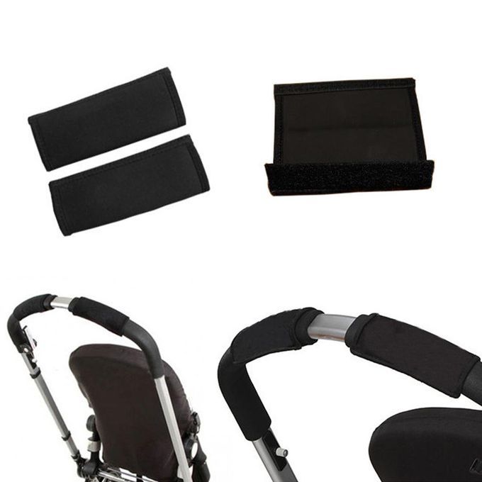 2pc Baby Pram Stroller Front Handle Nylon Fabric Magic Tape Bumper Bar