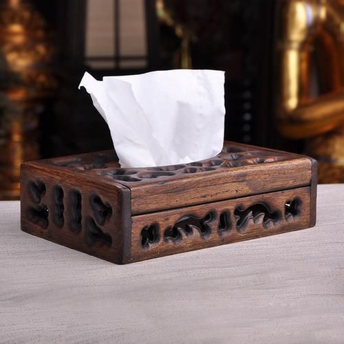 Thai Retro Wood Tissue Box Living Room Creative European Tray Tray Paper Box Napkin Tray