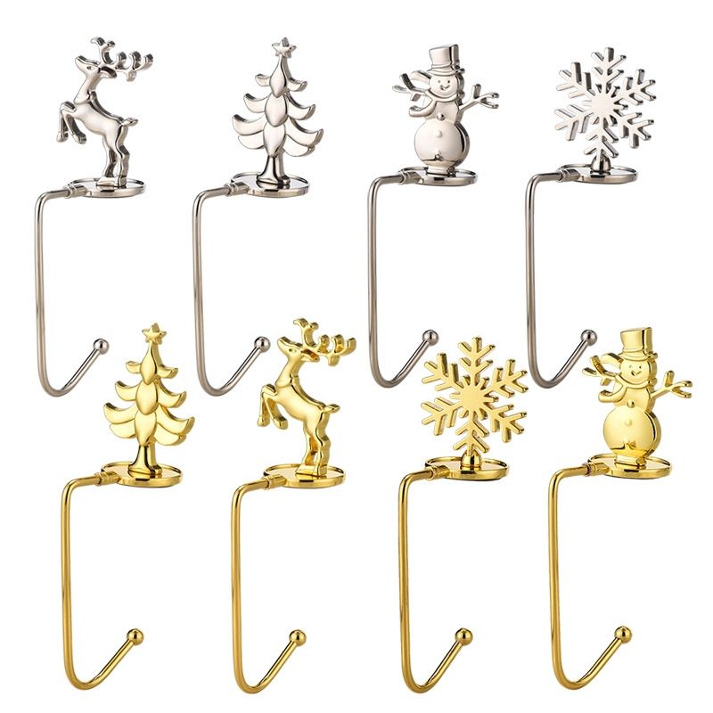 2 PCS D1013 Christmas Decorative Hook Cartoon Christmas Hanger, Spec: Gold Snowflake