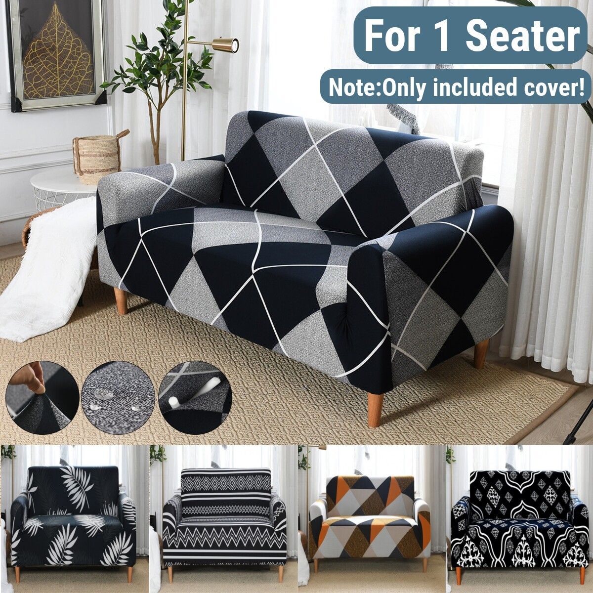 Single Seater Stretch Chair Sofa Covers Couch Cover Elastic Slipcover Protector 2