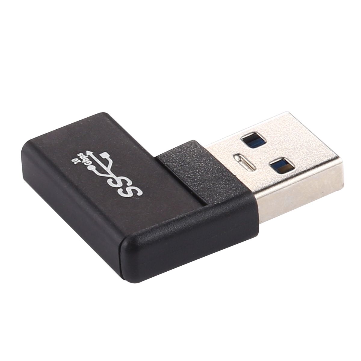 Type-C / USB-C Female To USB 3.0 Male 90 Degree Elbow Head Aluminium Alloy Adapter (Black)