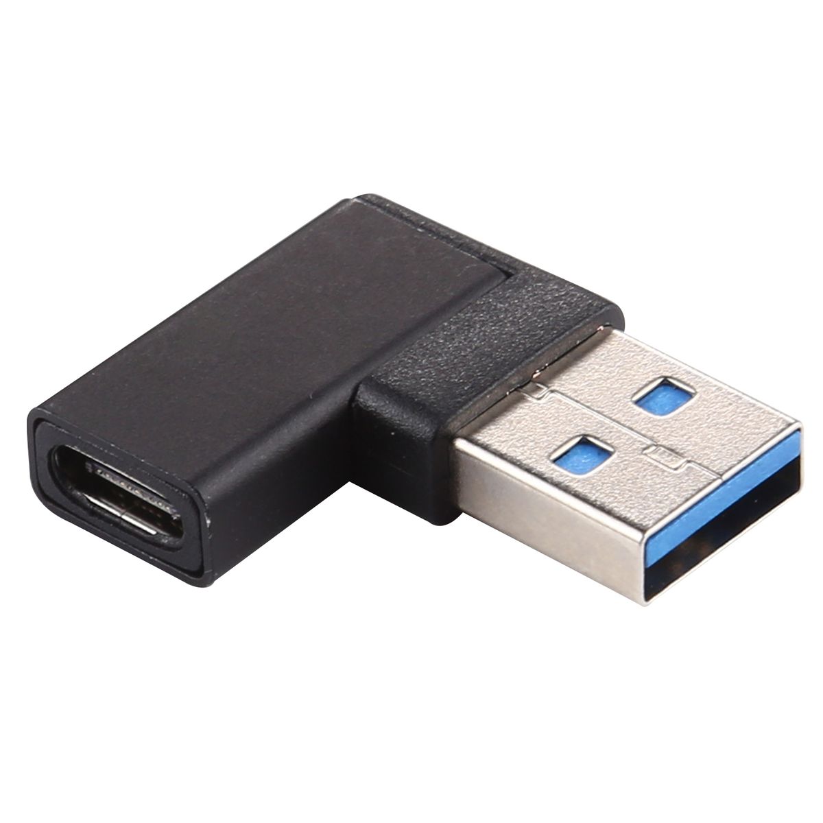 Type-C / USB-C Female To USB 3.0 Male 90 Degree Elbow Head Aluminium Alloy Adapter (Black)
