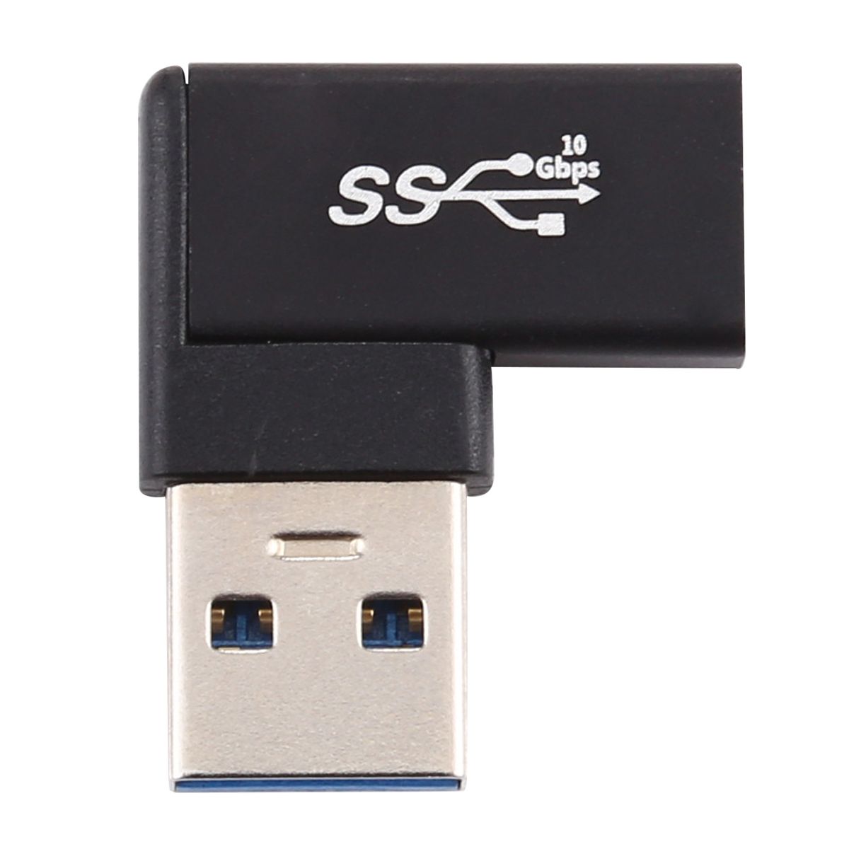Type-C / USB-C Female To USB 3.0 Male 90 Degree Elbow Head Aluminium Alloy Adapter (Black)