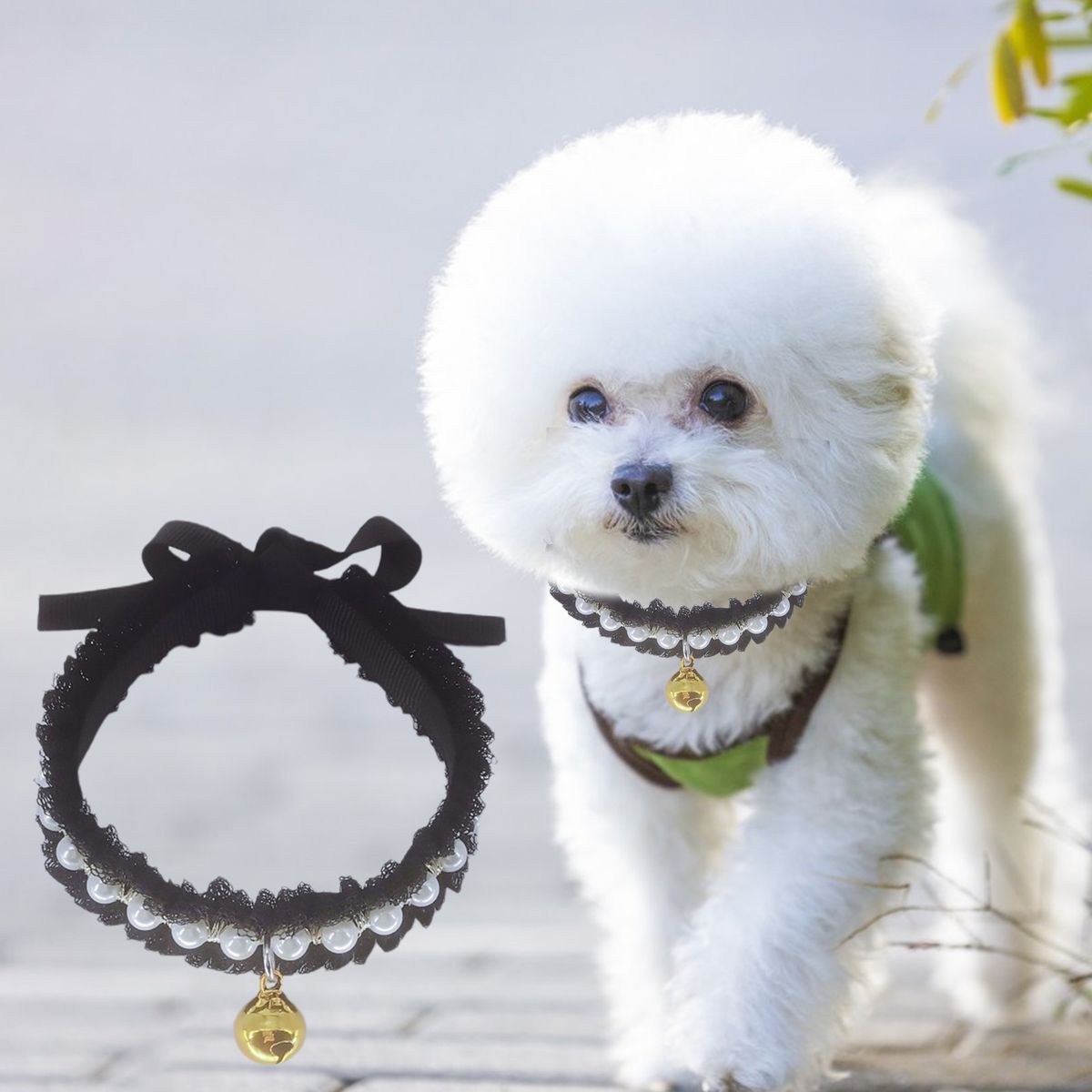 Cat Collar Dog Cat Imitation Pearl Neck Strap Pet Jewelry Black
