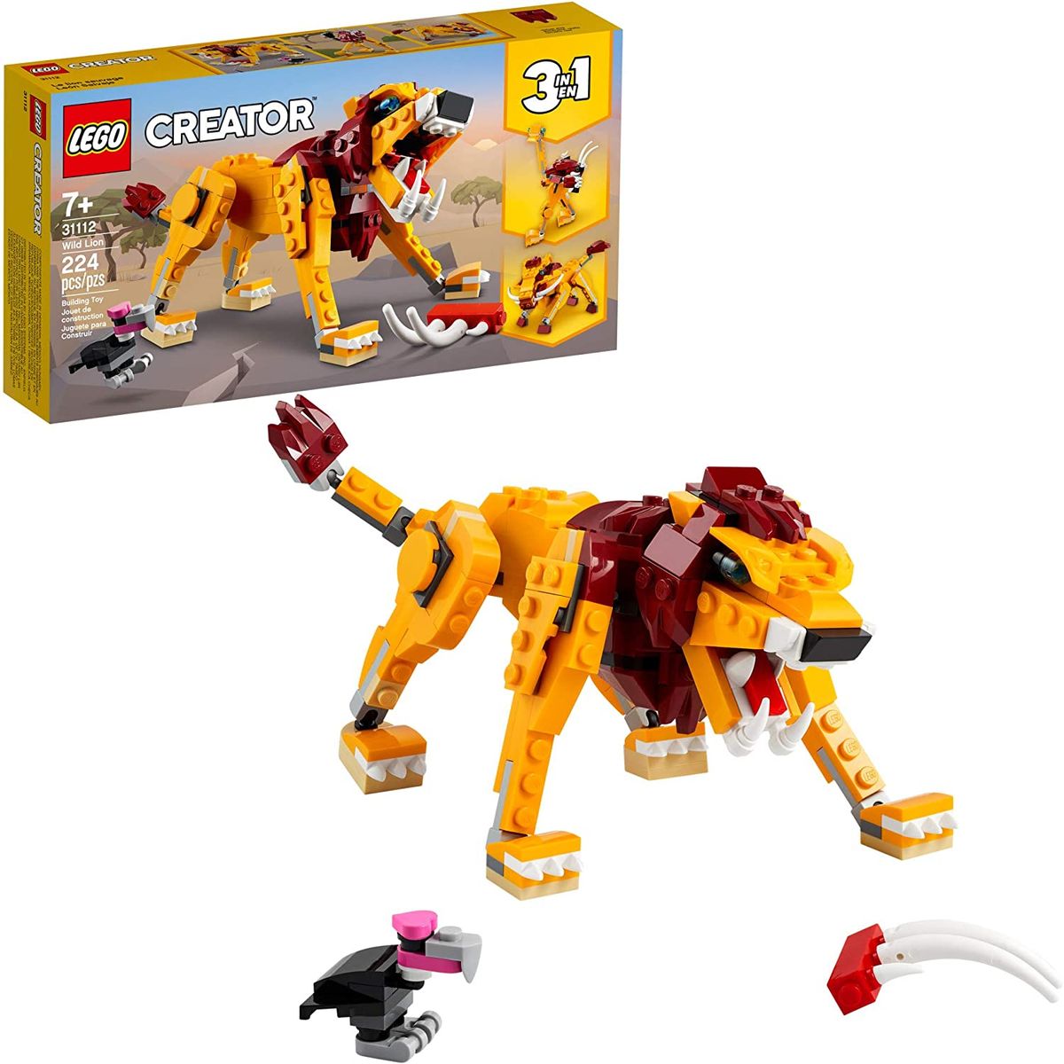 Creator 3in1 Wild Lion 31112 Toy Building Kit (224 Pcs)