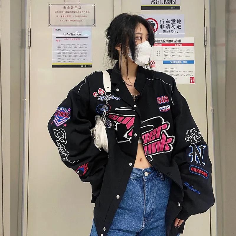 American style racing suit, thickened baseball suit, women's spring and autumn new spicy girls,