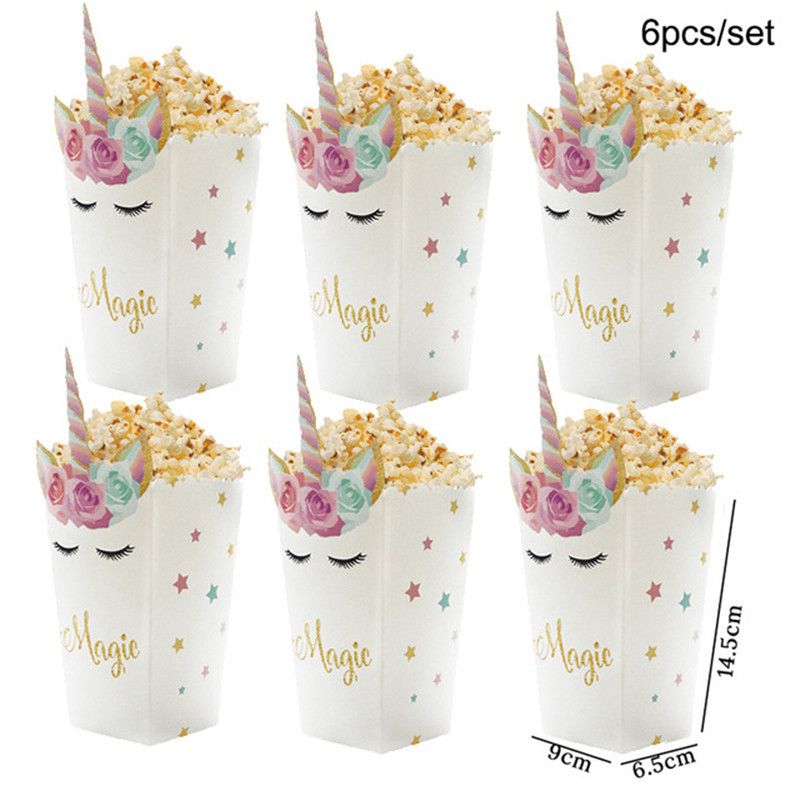 Unicorn Birthday Party Paper Box Popcorn Box Candy Cookies