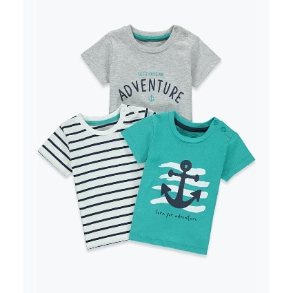 Boys 3 Pack Nautical Print T-shirts