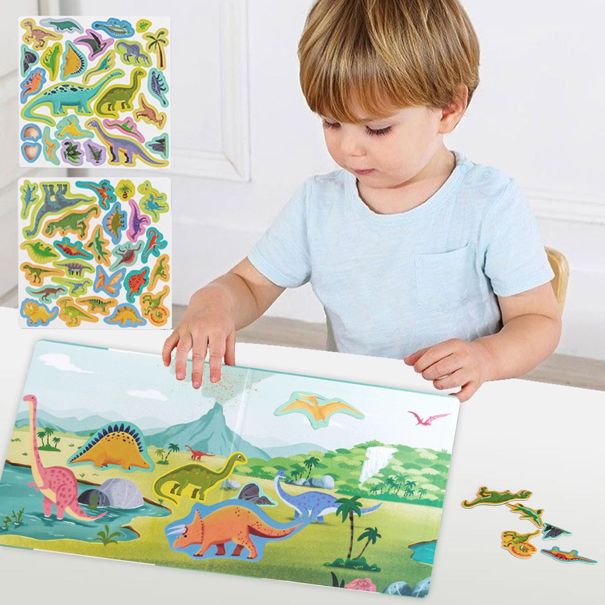 Magnetic Cartoon Puzzle Toys Education Play Board Dinosaur Scene