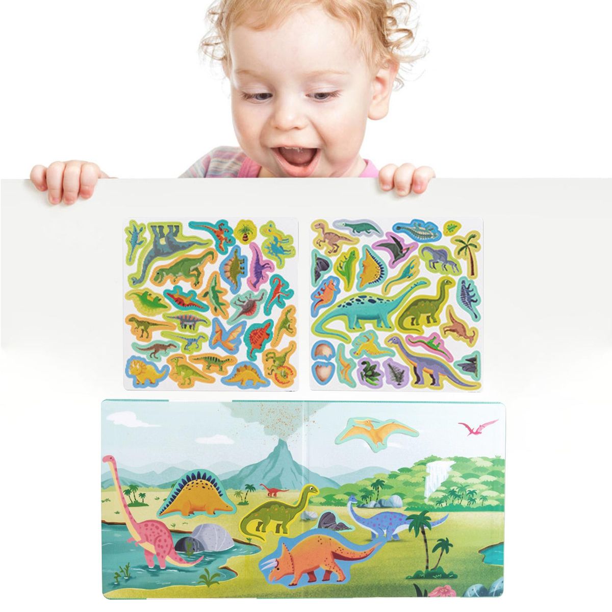 Magnetic Cartoon Puzzle Toys Education Play Board Dinosaur Scene