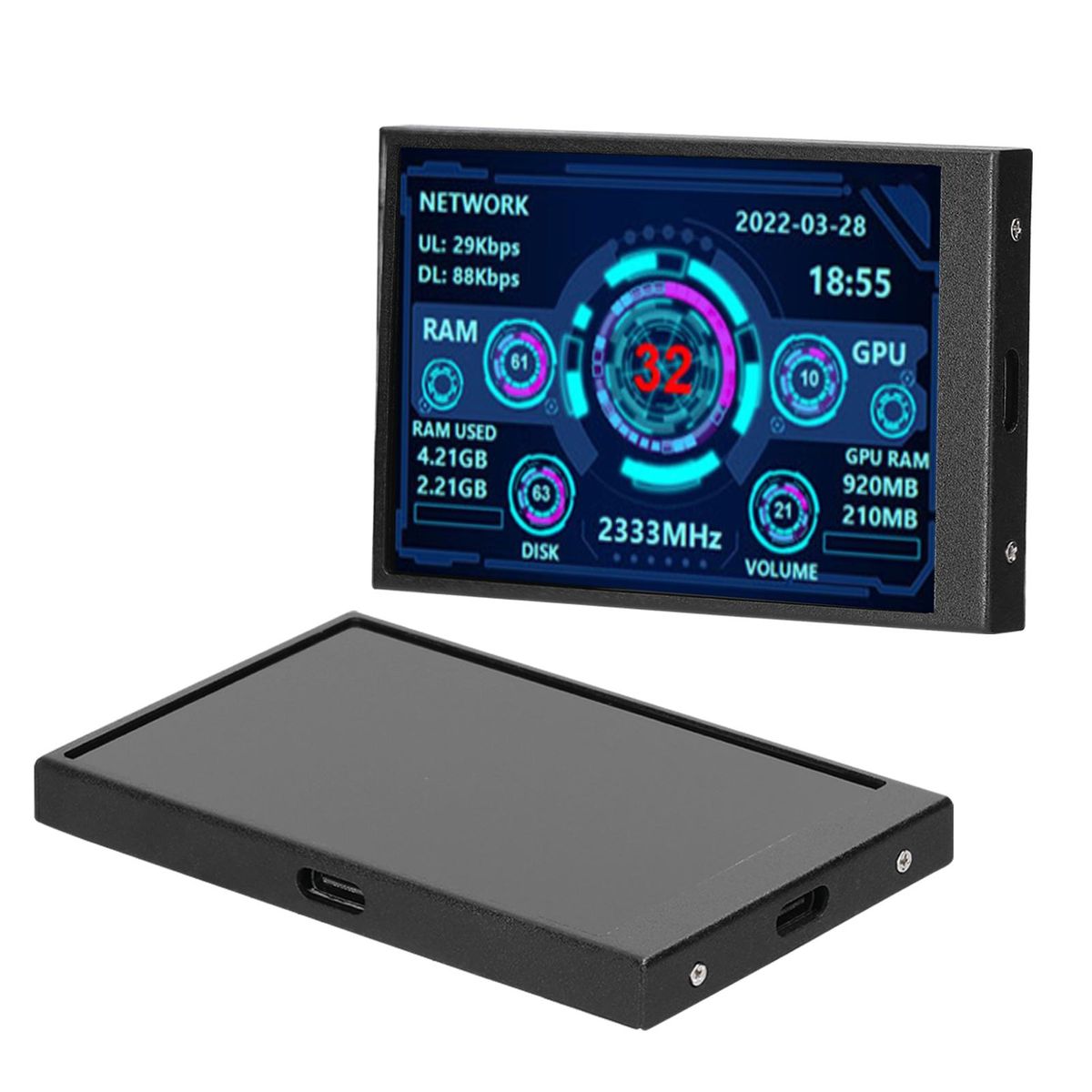 3.5 Inch IPS Display Screen USB Secondary Screen Computers CPU GPU RAM HDD Monitor Time Date Display Horizontal Vertical Screen Switch