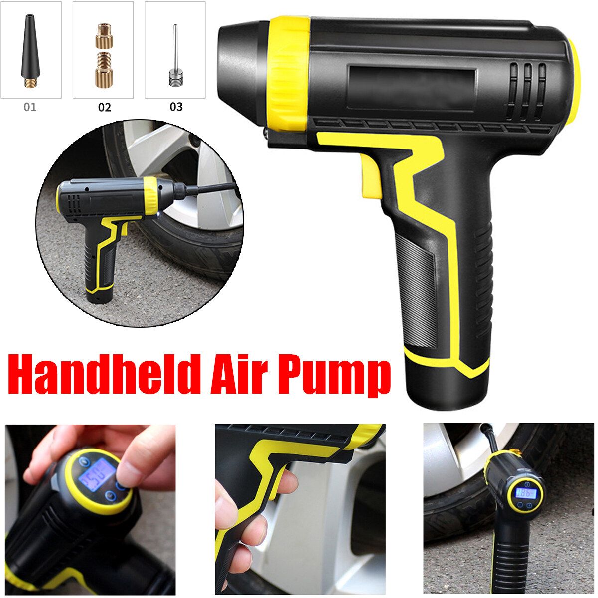 120W Car Air Compressor Handheld Tire Inflator Digital Inflatable Pump Car Accessories