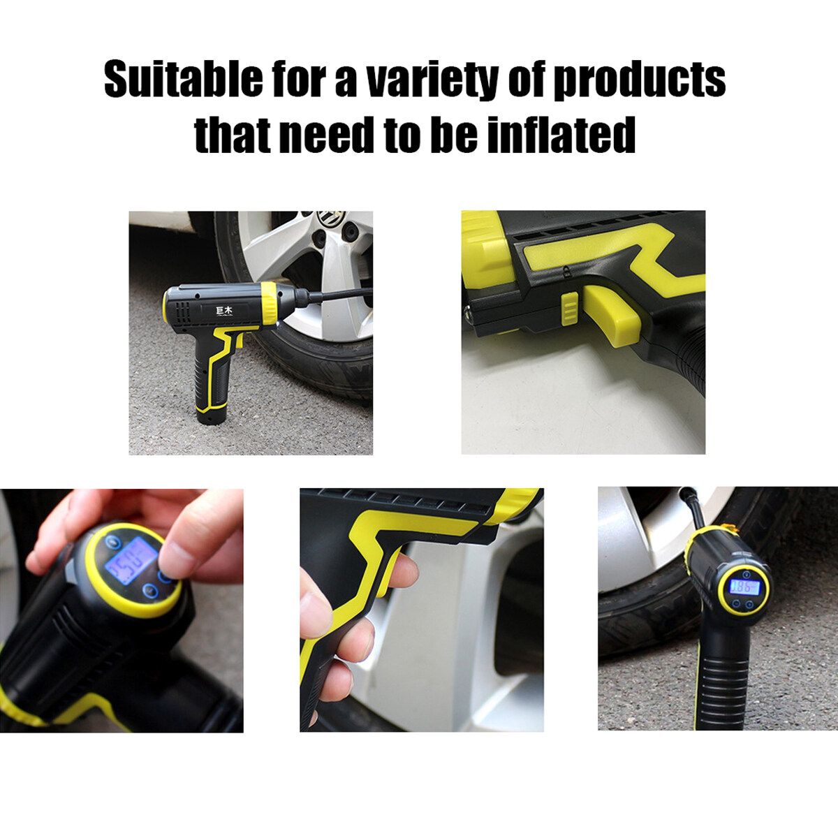120W Car Air Compressor Handheld Tire Inflator Digital Inflatable Pump Car Accessories