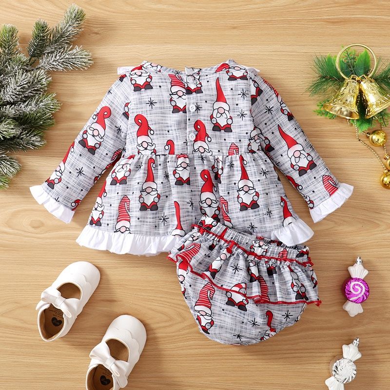Newborn Baby Girl XMAS Costumes Christmas Cartoon Long Sleeve 2PCS Suit Set