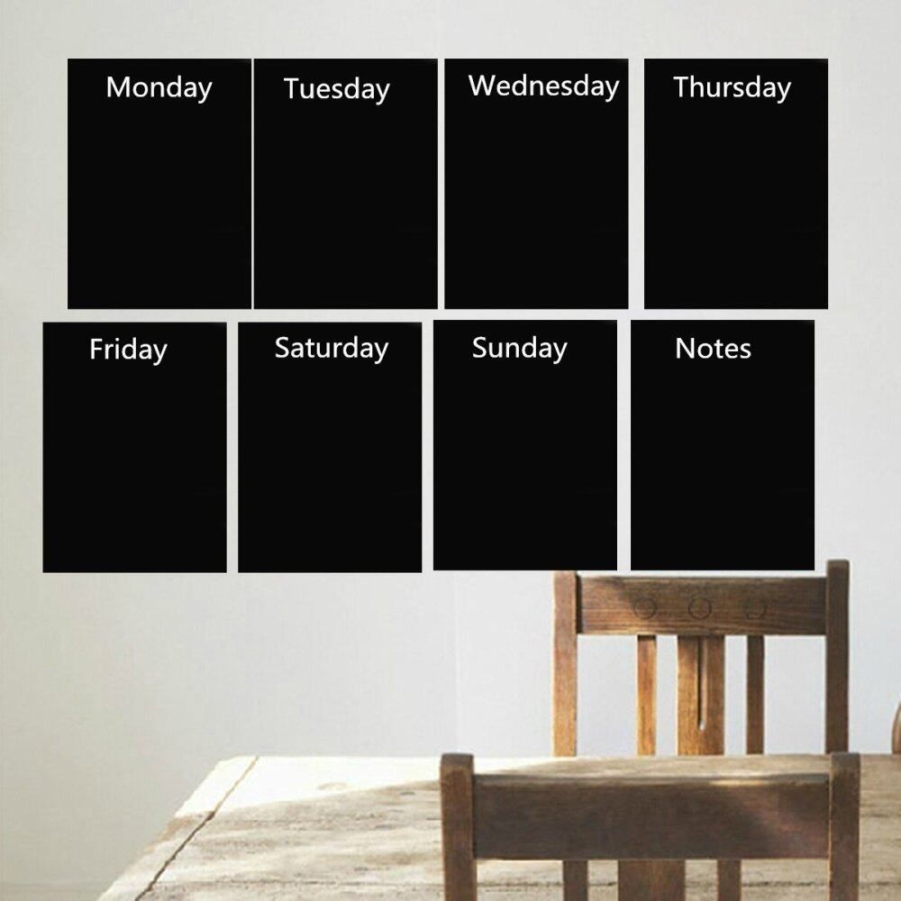8pcs Black A4 Paper Chalkboard Wall Sticker Removable Blackboard Home Decal