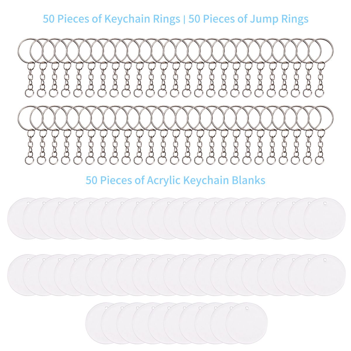 50PCS Acrylic Keychain Blanks Ornaments For Vinyl
