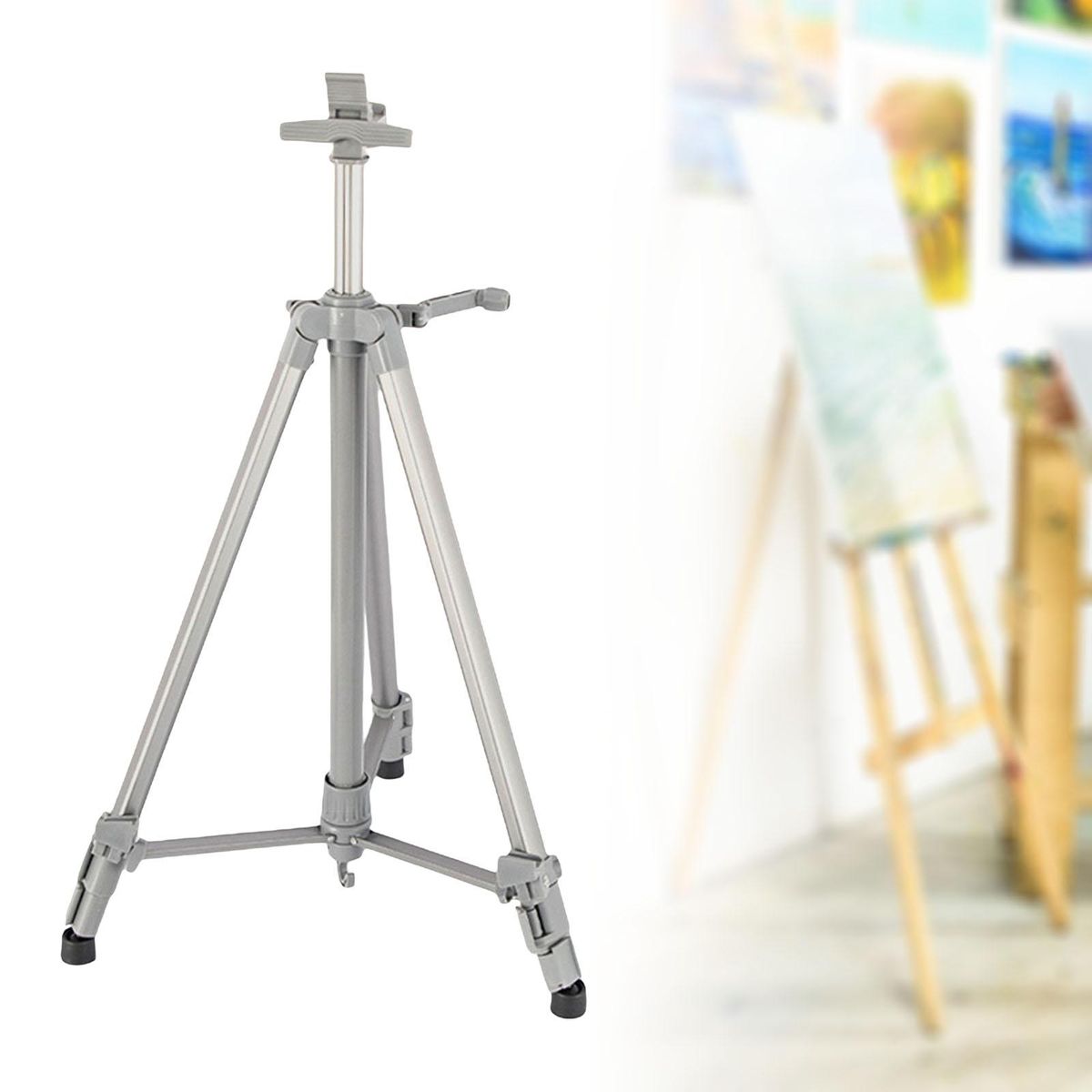 Reinforced Artist Easel Stand, Aluminum Metal Tripod Display Grey