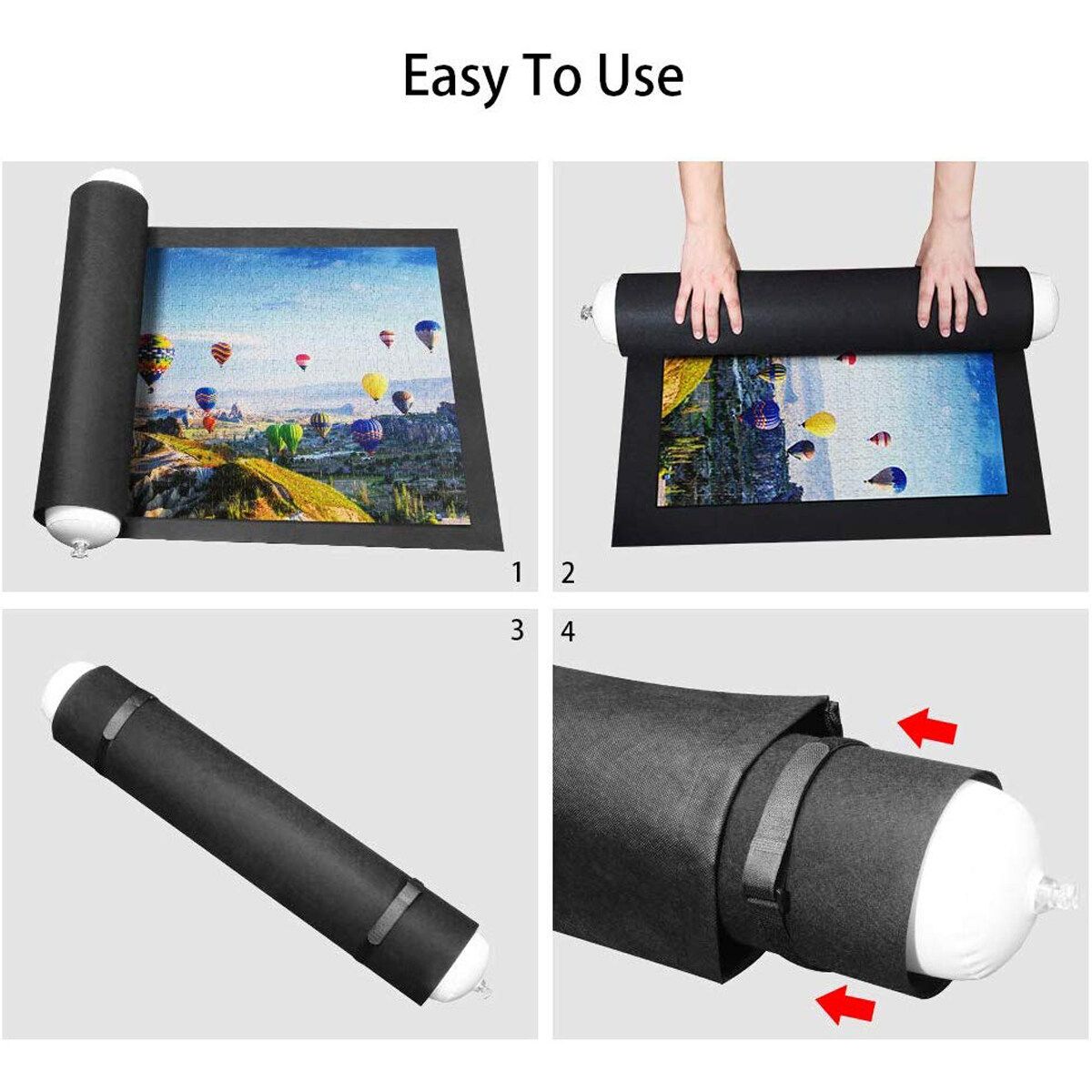 Roll Up Felt Puzzle Mat For Storage & Safety Protection Jigsaw Puzzle 66*118 CM Black