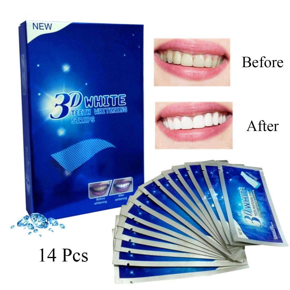 3D White Teeth 28 Strips 14 Pouches Kit Home Bleaching Whitestrips