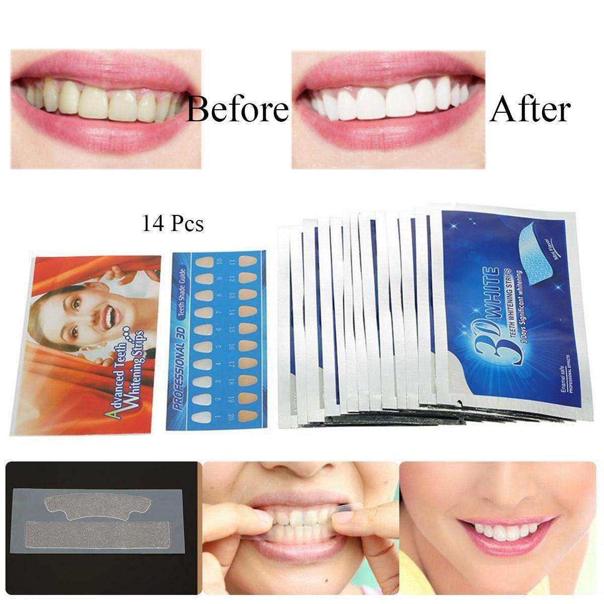 3D White Teeth 28 Strips 14 Pouches Kit Home Bleaching Whitestrips