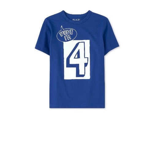 Boys Dude I'm 4 - 4th Birthday Number Tshirt - Mazarine Blue