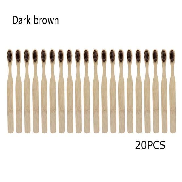 20pcs Bamboo Soft-bristle Square Wood Handle Toothbrushes