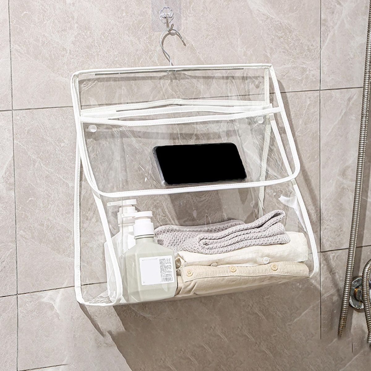 Tpu Material Storage Bag Transparent Wall Storage Bag with Phone White