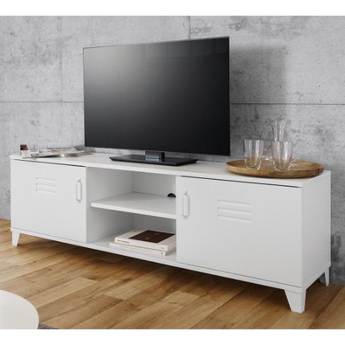 Hampstead Contemporary Wooden TV Stand - White With 2 Doors & 1 Shelf In Centre  (Lagos Delivery Only)
