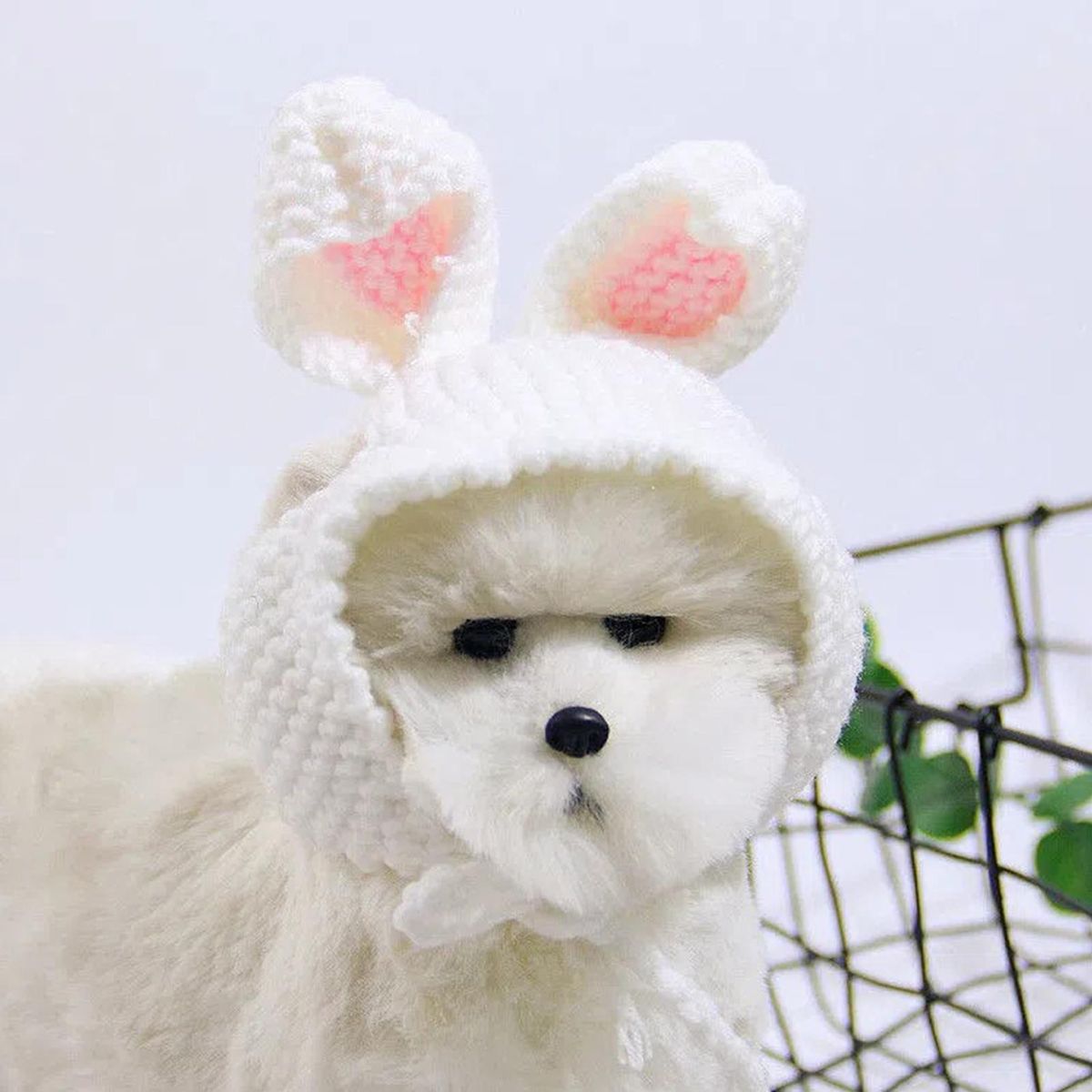 Cat Hat Cute Rabbit Ears Hat Pet Dogs Cat Knitted Headwear White