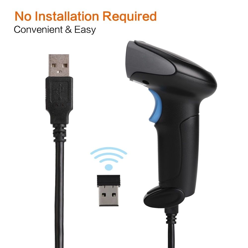 CW100 2.4G Wireless Barcode Scanner 1D Handheld Red Light Barcode Reader For Warehouse, Supermarket, Express Storage