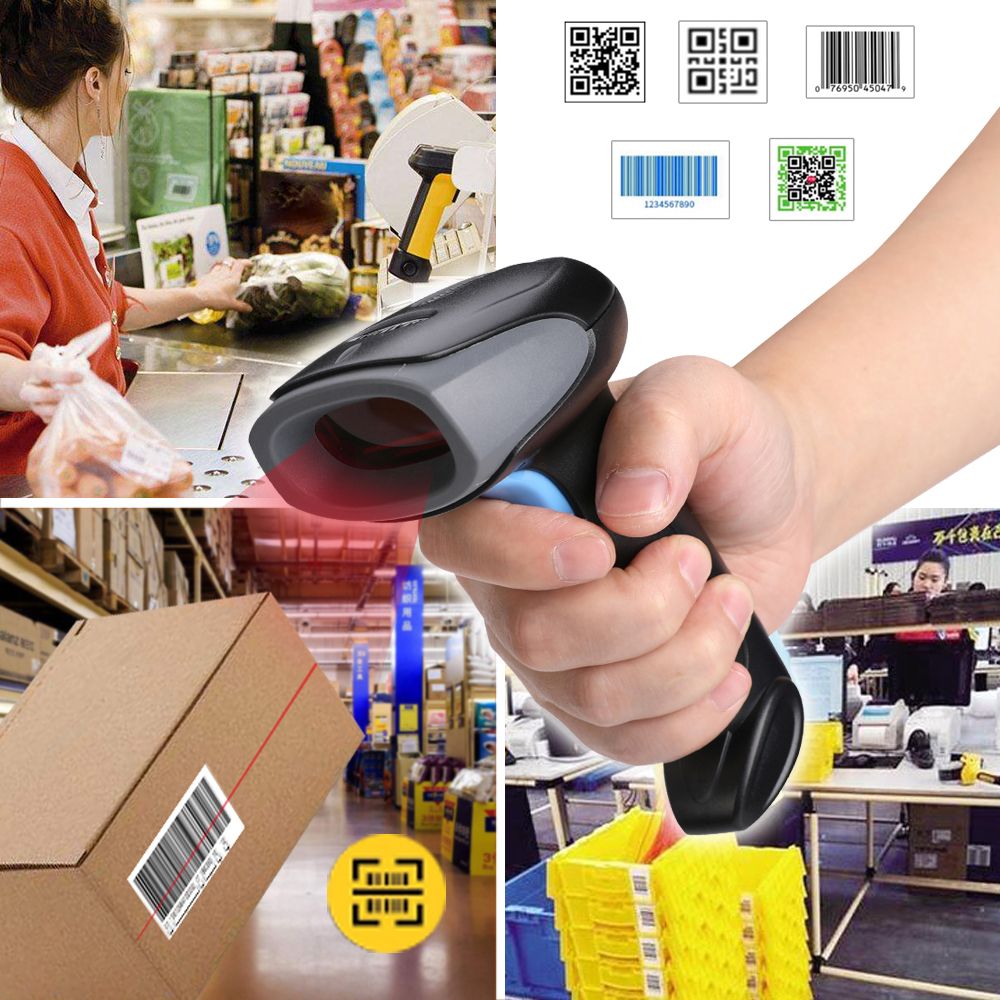 CW100 2.4G Wireless Barcode Scanner 1D Handheld Red Light Barcode Reader For Warehouse, Supermarket, Express Storage