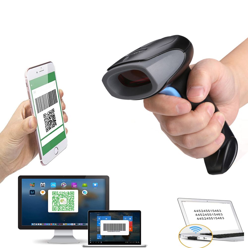 CW100 2.4G Wireless Barcode Scanner 1D Handheld Red Light Barcode Reader For Warehouse, Supermarket, Express Storage
