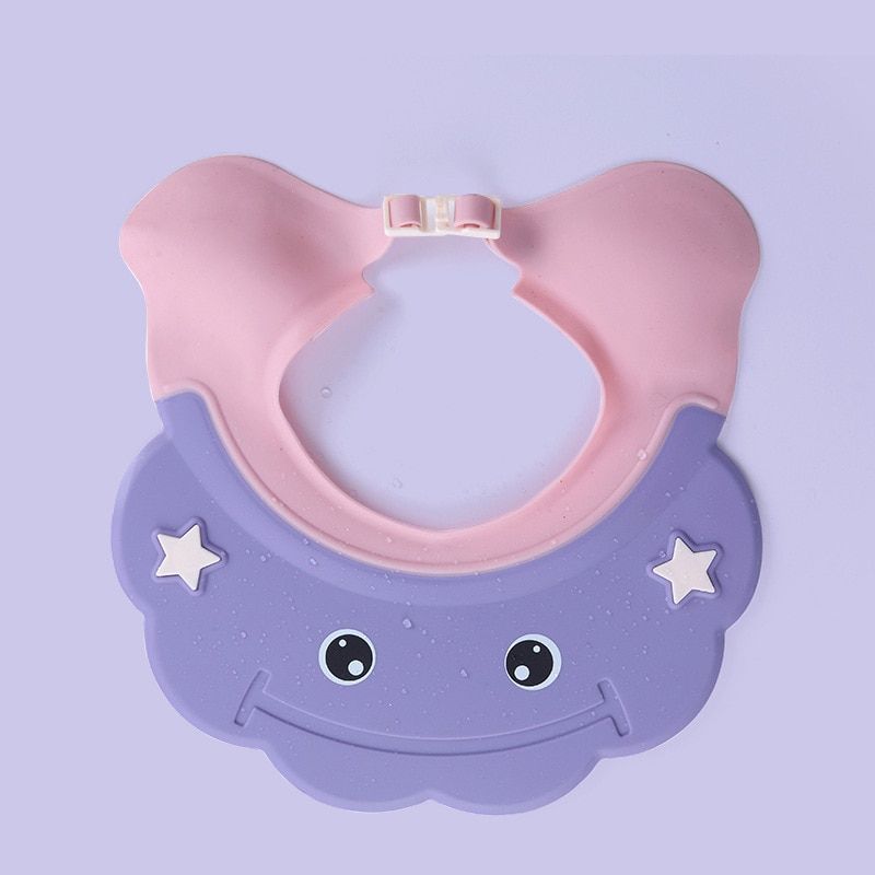 1Pcs Children's Silicone Shampoo Cap Adjustable Baby Shower Eye Protection Waterproof Hair Cap Soft Sun Hat Purple