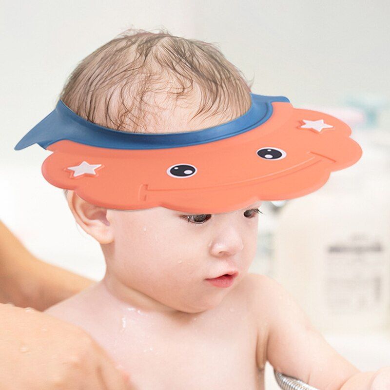 1Pcs Children's Silicone Shampoo Cap Adjustable Baby Shower Eye Protection Waterproof Hair Cap Soft Sun Hat Purple