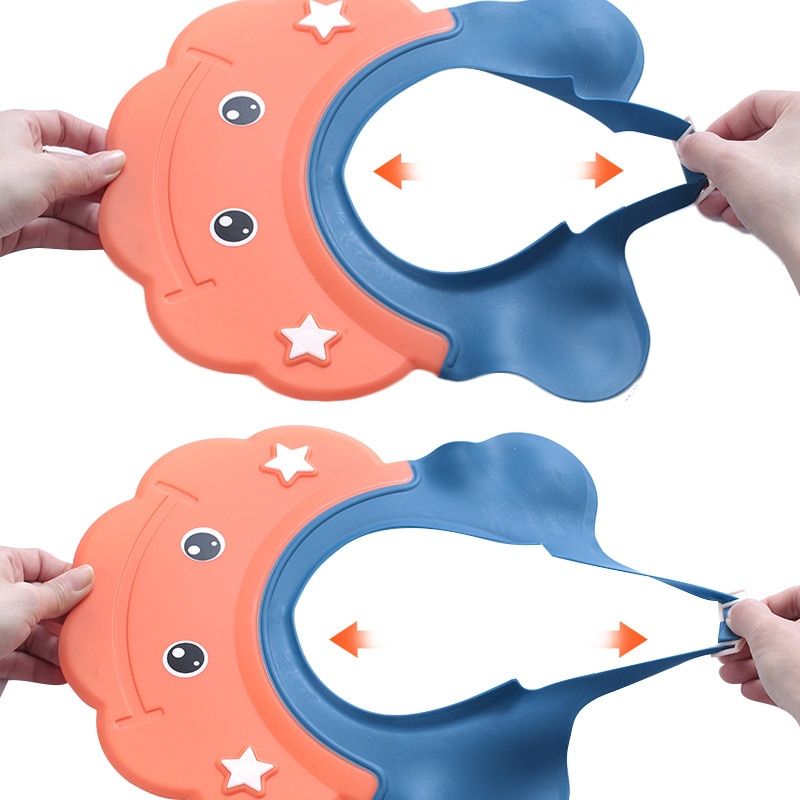 1Pcs Children's Silicone Shampoo Cap Adjustable Baby Shower Eye Protection Waterproof Hair Cap Soft Sun Hat Purple