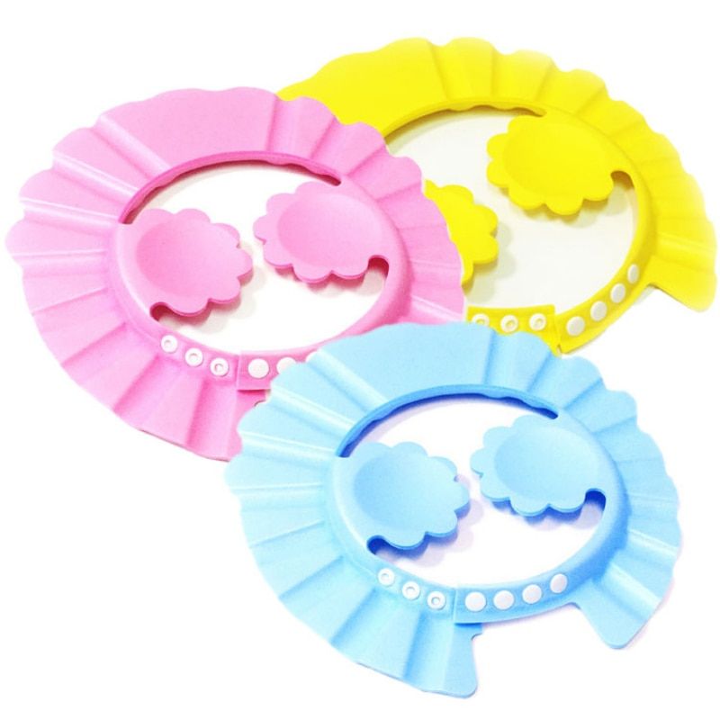 Baby Shower Cap Adjustable Hair Wash Hat For Newborn Infant Ear Protection Safe Children Kids Shampoo Shield Bath Head Cover Style 2 Yellow