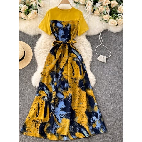 Print Maxi Dress- Yellow