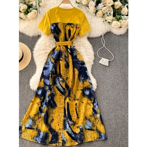Print Maxi Dress- Yellow