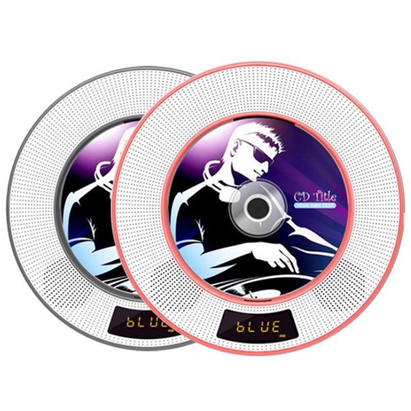 Wall Mounted CD Player Desktop Bluetooth 2 Speaker TF Card U Disk MP3 Portable Walkman Disc Machine Remote Sound LED Display USB