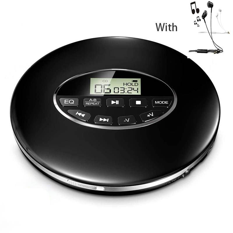Portable CD Player Compact Car Support TF Card Round 3.5mm Jack Battery Powered Anti Skip Small Music USB AUX
