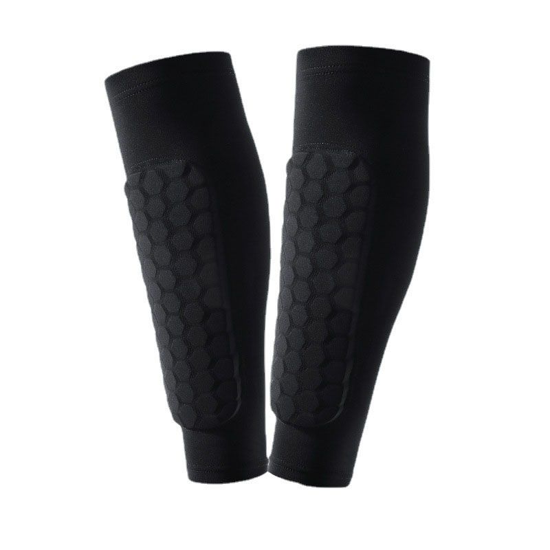 Soccer Shin Guards Outdoor Sport Honeycomb Anti-Collision Pads Protection Leg Guard Socks Shank Protector Protege Tibia Football-Black A Pair
