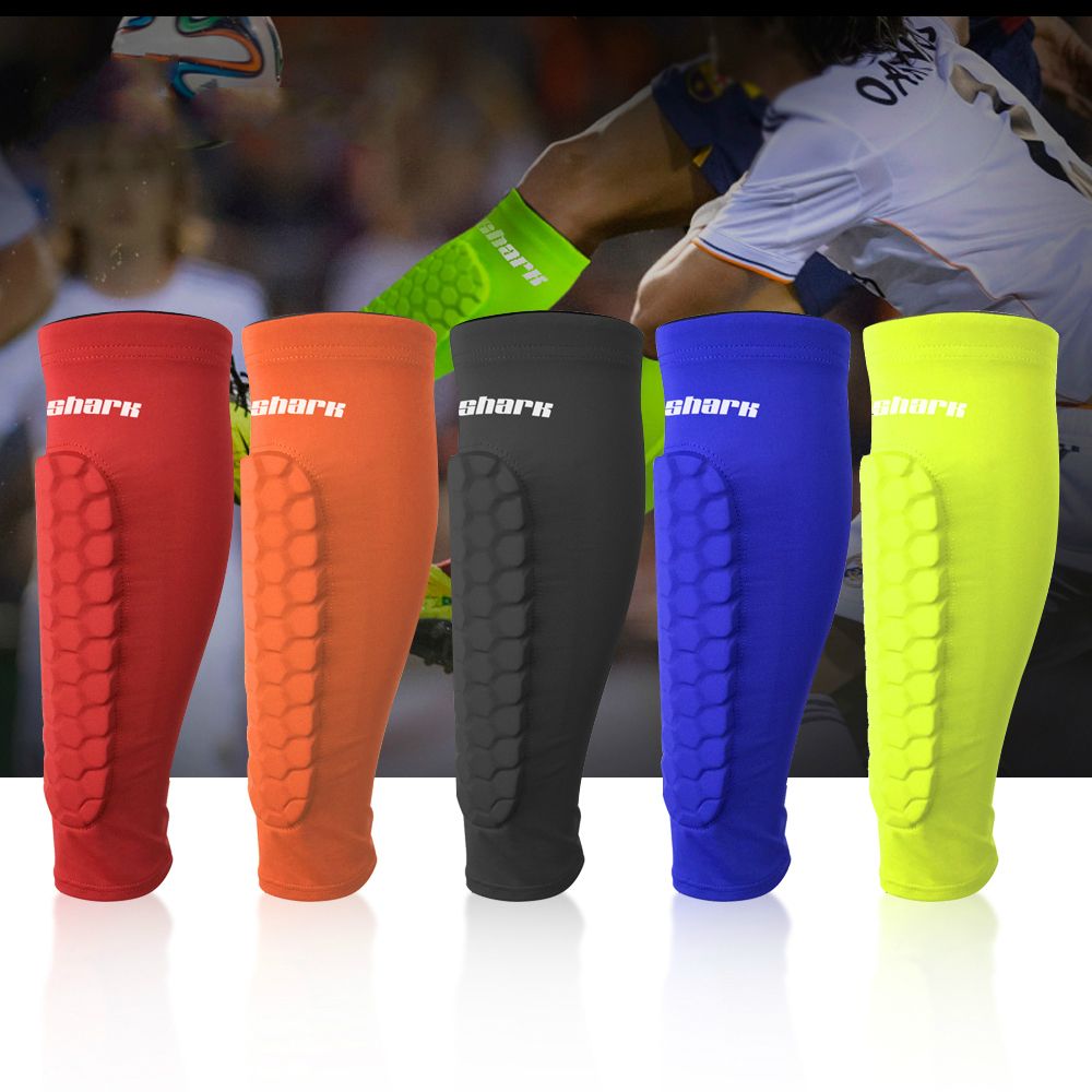 Womne Men Teen Kids Football Shin Guards Soccer Honeycomb Anti-collision Compression Legwarmers Gym Leg Calf Sleeves Custom Logo-Green
