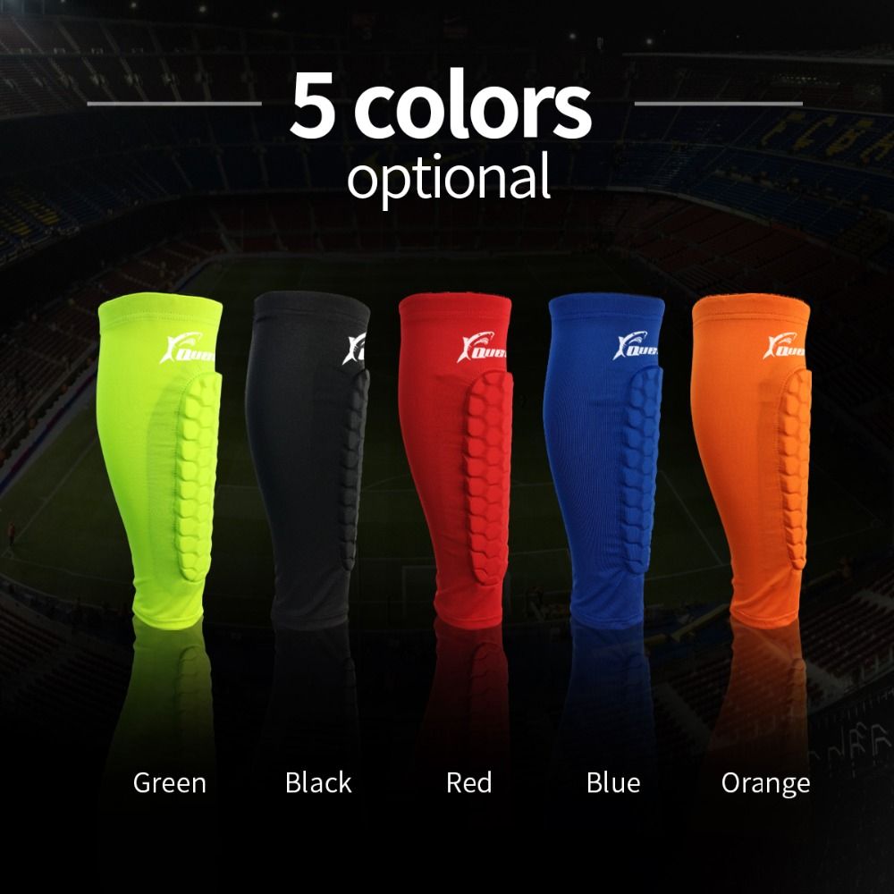 Womne Men Teen Kids Football Shin Guards Soccer Honeycomb Anti-collision Compression Legwarmers Gym Leg Calf Sleeves Custom Logo-Green