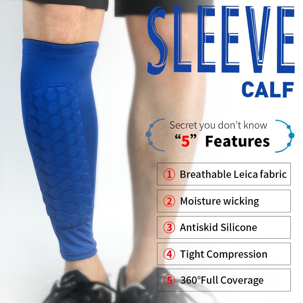 Womne Men Teen Kids Football Shin Guards Soccer Honeycomb Anti-collision Compression Legwarmers Gym Leg Calf Sleeves Custom Logo-Green