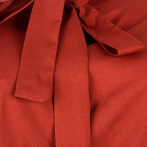 Tie Neck Ruched Sleeve Blouse - Orange