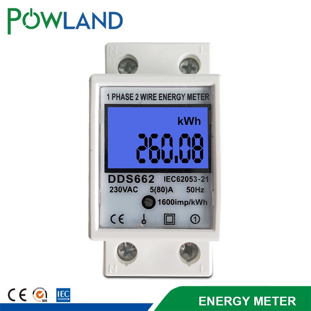80A Din Rail Single Phase Two Wire LCD Digital Display Power Consumption Energy Electric Meter KWh AC 220V 230V 50Hz/60Hz