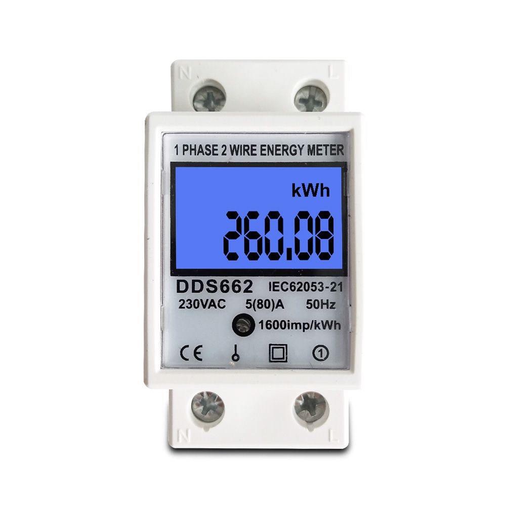 80A Din Rail Single Phase Two Wire LCD Digital Display Power Consumption Energy Electric Meter KWh AC 220V 230V 50Hz/60Hz