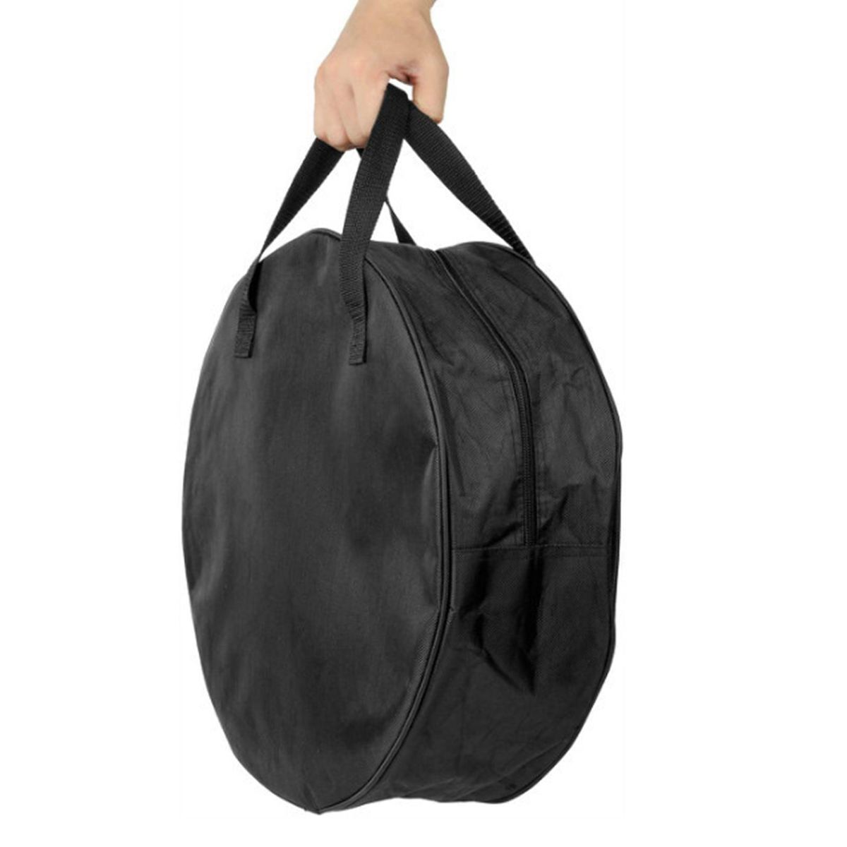 16 Inch Cable Storage Carry Bag With Carry Handle Double Zip Black Round Water Hose Storage Bag for Caravans Gardening Equipment 600D Oxford Cloth